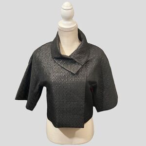 BCBGMAXAZRIA Black and Silver Cropped Lightweight Jacket